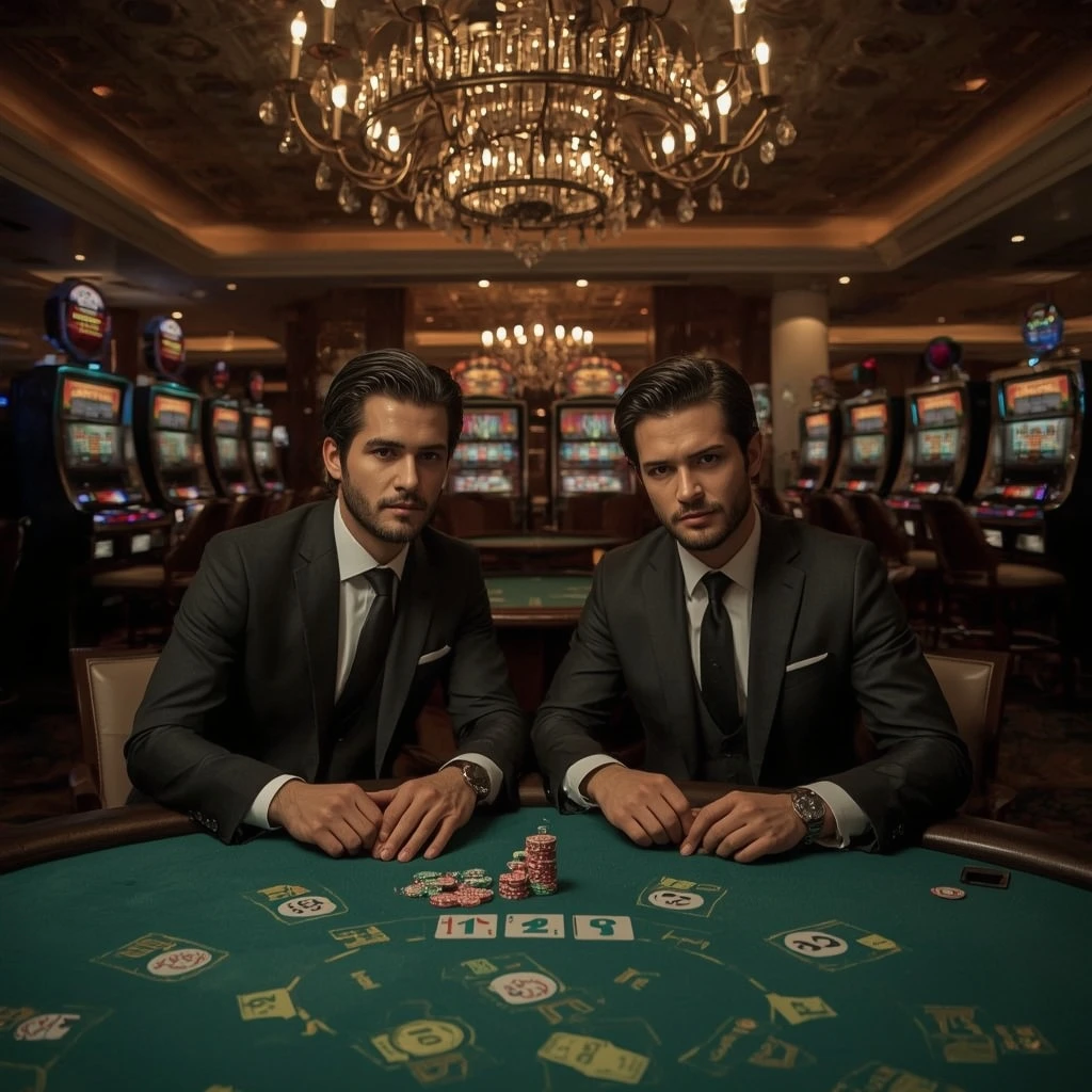 Two poker players in a GURU BET247 CASINO